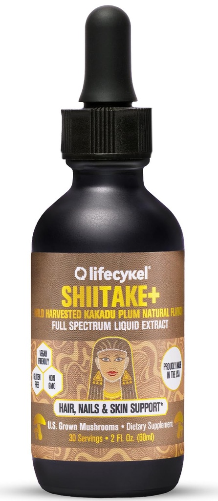 Lifecykel - Shiitake Mušroom extrakt s Kakadu Plum- vlasy, koža a nechty podpora, Anti Aging Supplement- 100% organické huby, Immune Posilnenie, vitamín C vyrobené v USA- 2 Fl oz(Backaging May Vary)