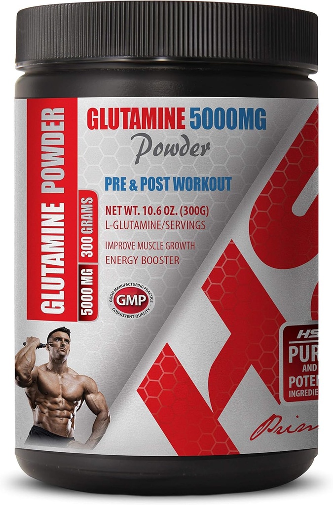 Builder svalovej hmoty - PRE & Post cvičenie - GLUTAMINE Prášok 5000MG - l-glutamín objemovédoplnky - 1 can 300 gram