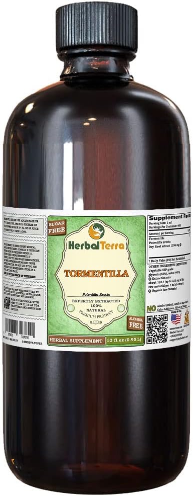 Tormentilla (Potentilla erecta) Glycerit, sušené korene bez alkoholu tekutý extrakt (brand názov: bylinný tera, hrdo vyrobené v USA) 32 fl.oz (0,95 l)