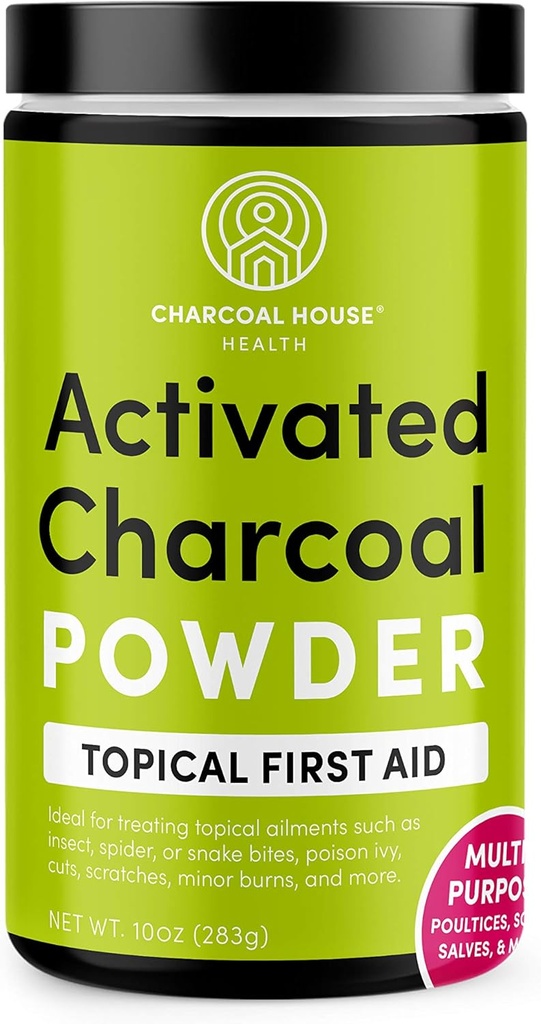 Charcoal House Hardwood Activated Charcoal Powder - Topická prvá pomoc na výrobu Charcoal Poultices, Charcoal Foot Soaks, Charcoal Baths & More! - 10oz