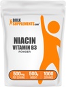 BulkSupplements.com Niacin Powder - Vitamín B3 Supplement, Niacin 500mg - Niacin Flush, Niacin with Flushing - Gluten Free, 500mg Niacin per Serving, 500g (1,1 lbs) (Pack of 1)