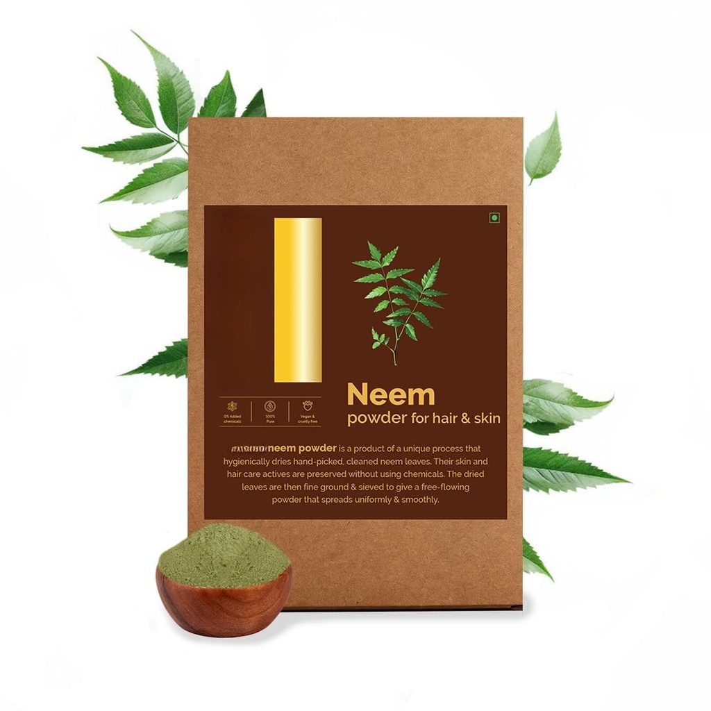 Neem Leaf Powder, 100% Pure & Natural, Hygienicky sušené, Balenie pre zdravé Scalp a silné vlasy - 100 Grams