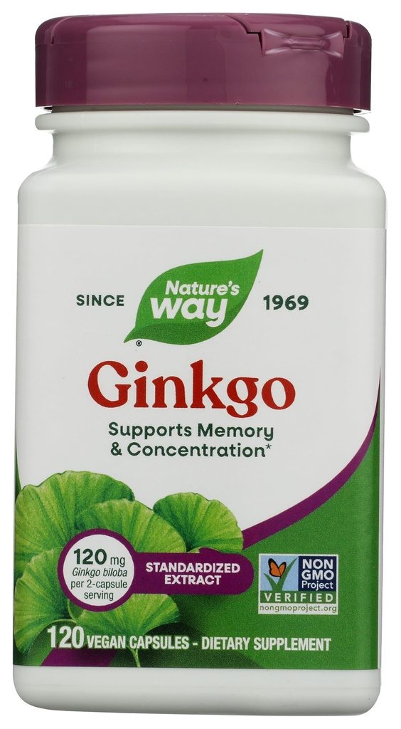 Nature's Way Premium Extract Ginkgo, Pamäť a koncentrácia*, 120 Kapsule