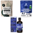 Jungle Powders Ultimate Men's Health & Wellness Bundle: 5oz Tongkat Ali Powder, 5oz Wild Blueberry Powder & 3.4oz Organic Brusnic Liquid Extract - Premium Supplements for Drive, Passion, Eyesight