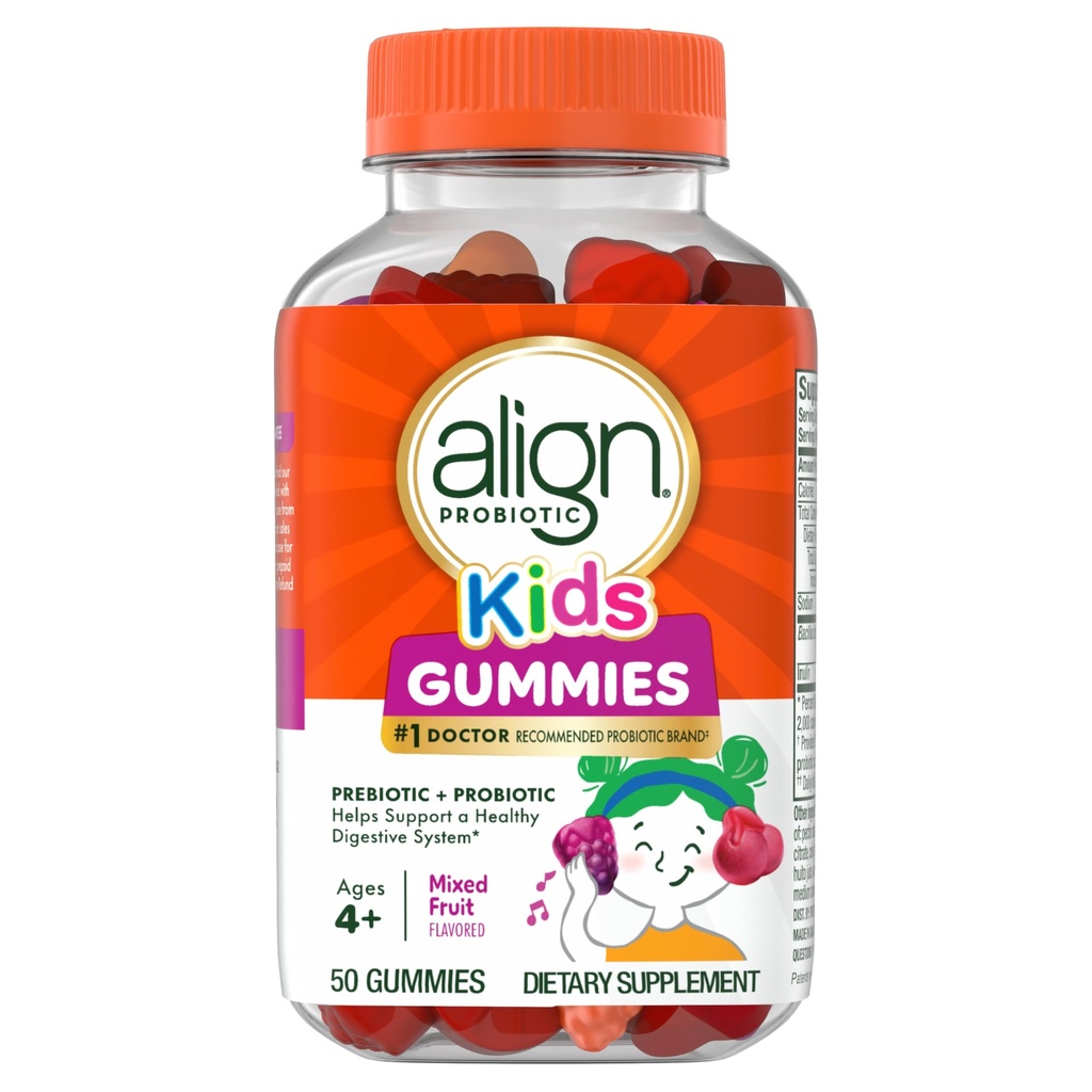 Zarovnať probiotikum, Deti Gummies, Prebiotikum + Probiotikum pomáha podporovať zdravý tráviaci systém*, #1 Lekár Odporúčané probiotické značky‡, 50 Gumies Balenie sa môže líšiť