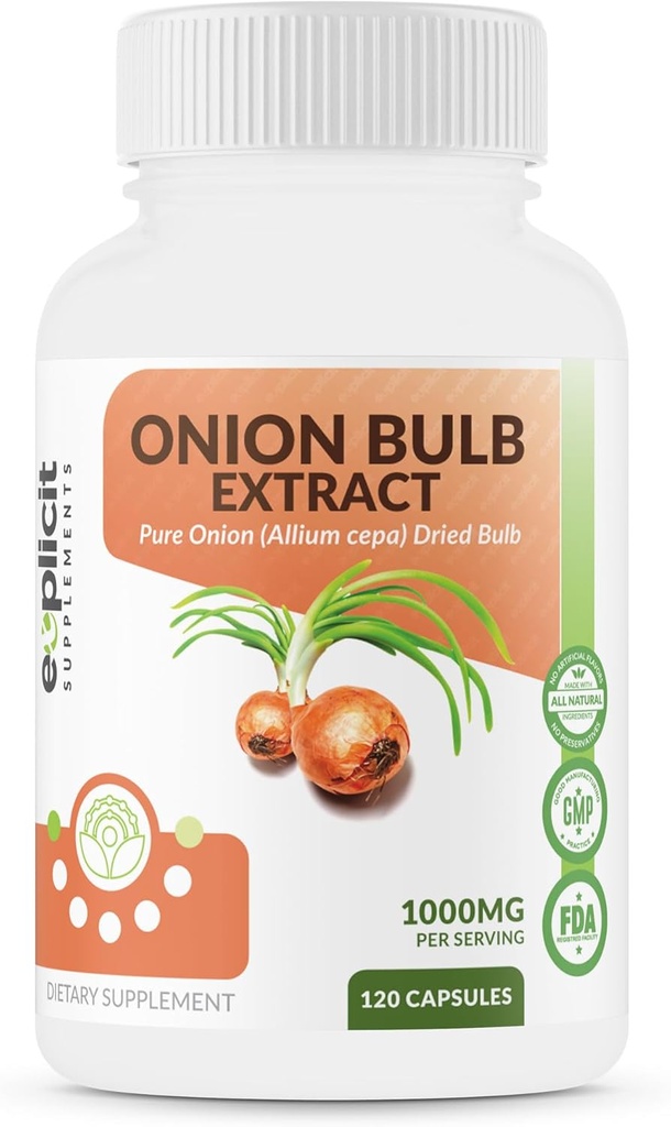 All Natural Cibuľa Extract 1000mg - Sušená cibuľa (Allium Cepa) Bylinné doplnky - 120 Kapsule