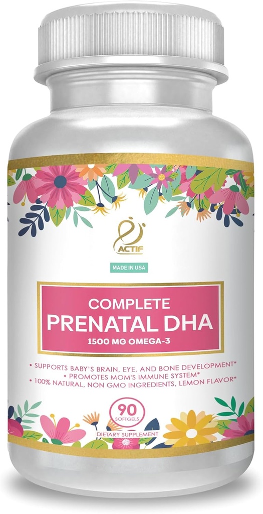 ACTIF Kompletná prenatálna DHA s 1500mg Omega-3, 100% Natural, Organic DHA, EPA