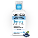 Genexa Clean Cold & Flu Relief, Farbivo Bez, 0% Umelé aditíva, Ťažká denná medicína pre bolesť tela, Kašeľ, Cold and Flu, Bolesť hlavy, Horúčka, Kongescia hrudníka, Organická čučoriedková príchuť, 6 fl oz