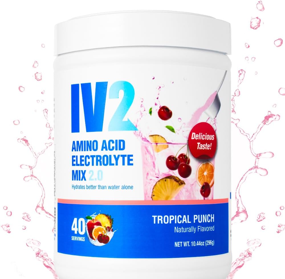 IV2 Prémiový hydratačný prášok - Electrolytová zmes bez cukru + aminokyseliny a esenciálne vitamíny I Vegan, non-GMO, bez lepku, bez kofeínu (40 porcií)
