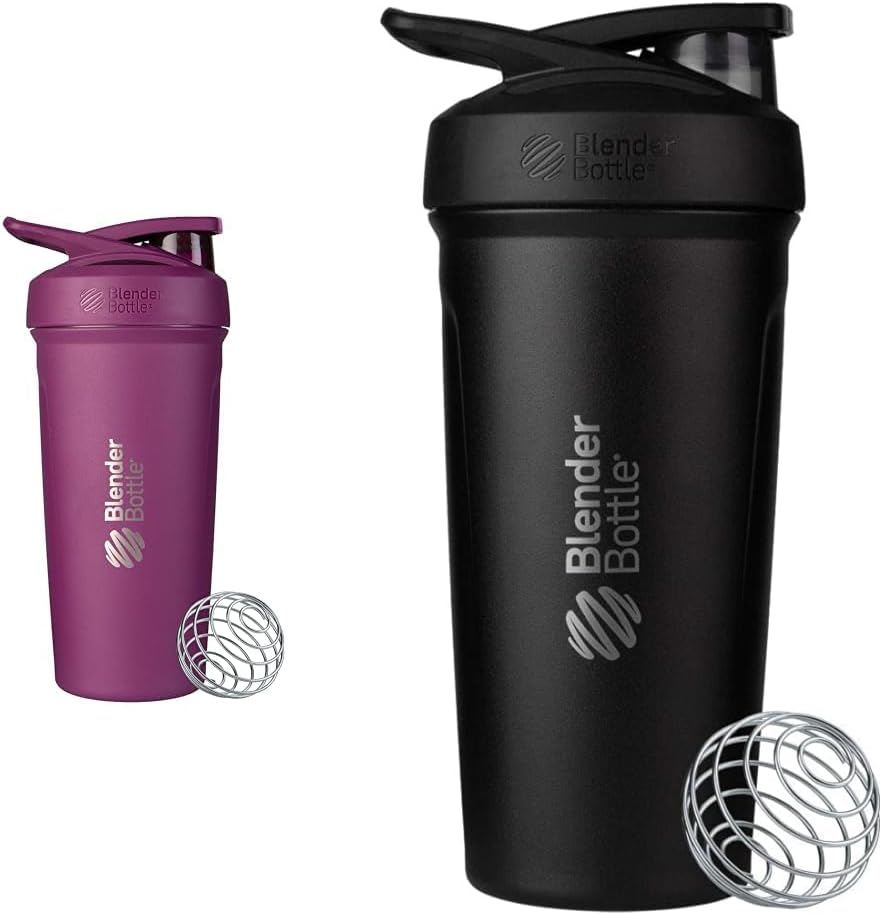 BlenderBottle 24-Ounce nerezové poháre Shaker s drôtom Whisk, Plum a čierna