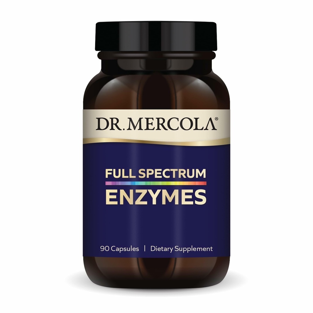 Dr. Mercola Full Spectrum Enzymes - 22 rôznych enzýmov - podporuje trávivé a imunitné zdravie - pomáha Digest Carbohydráty, tuky, proteíny a vlákna - non-GMO, Gluten-Free & Soy-Free - 90 kapsúl