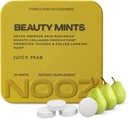 NOOZ Beauty Mincovne - Bezcukrová biotínová mincovňa pre žiariace kože, zdravé vlasy a silné nechty - Šťavnatá Pear Chuť 