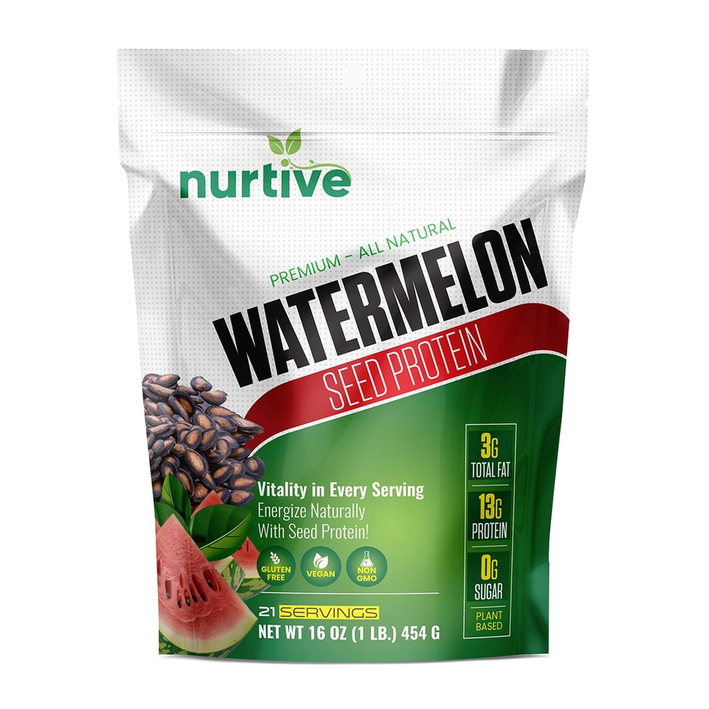 Vodový melón proteínový prášok - Rastlinný proteín s horčíkom, železom a antioxidantmi - Ideálny pre obnovu po zamestnaní a udržateľnú výživu - 21 servírov (16 oz / 454g)