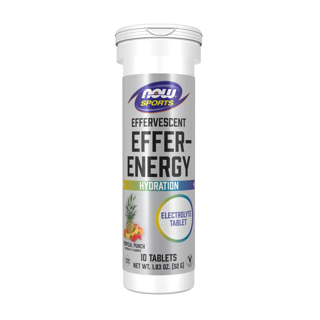 TERAZ Foods Sports Nutrition, Effervescent Effer-Energy, Electrolyte Supplement, Energy*/ Recovery*, Tropical Punch, 10 tabliet