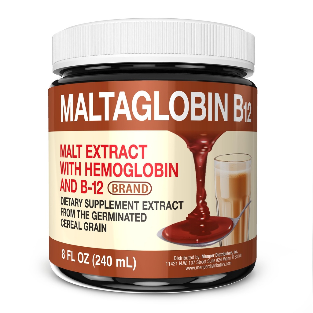 Maltaglobin Vitamín B12 Dietary Supplement, Hemoglobin Support, B12 Vitamíny pre energiu, 8 fl oz, 1-Pack