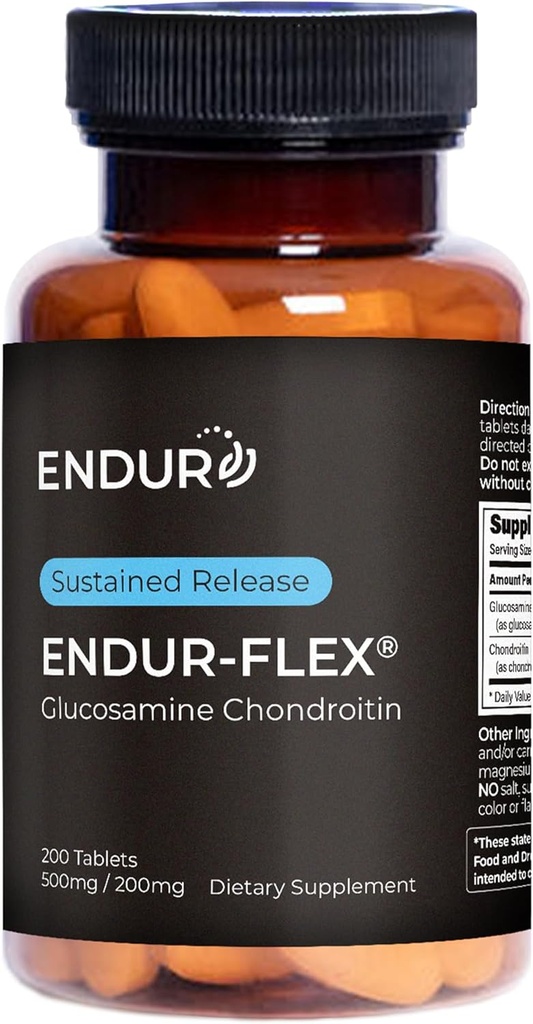 ENDUR-FLEX, Glukozamín Chondroitín Spoločná podpora doplnok pre pomoc zachovať svoju aktívnu mobilitu, bez lepidla, 500 mg/200 mg (200 tabliet)