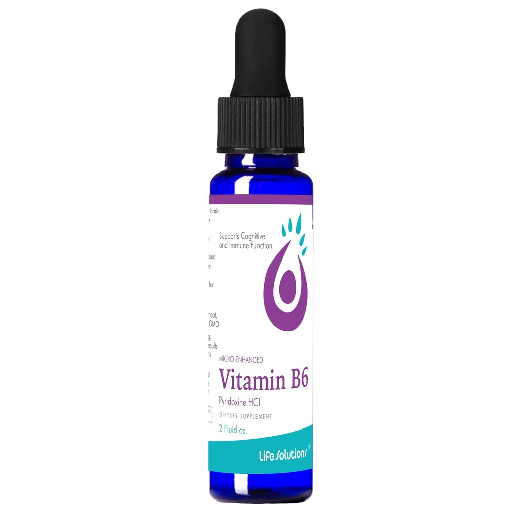 Životné roztoky Vitamín B6 Pyridoxín HCI - B Vitamíny Supplement, B6 Vitamíny 25 mg,- Essential B6 doplnok pre metabolizmus, energiu a nervový systém Podpora 2oz Tekuté kvapkadlo