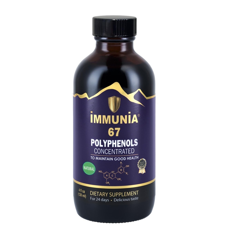 Immunia 67 Polyfenoly - bazový koncentrát a antioxidant ovocie. Premium Antioxidant Supplement with 67 Polyphenols (Antokyaníny, Quercetin, Resveratrol, atď.) 24-dňová dodávka na fľašu (1-Pack)