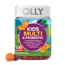 OLLY Deti Multivitamíny a probiotické Gummy, Podpora trávenia, Vitamíny A, D, C, E, B, Zinok, Žuvacie doplnky, Berry Ochutené, 50 Day Supply - 100 Počet