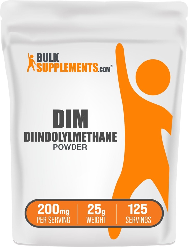 BulkSupplementments.com prášok DIM - Diindolylmetán prášok, DIM doplnok pre mužov a ženy - bez príchute a lepidla, 200 mg na obsluhu, 25g (0,88 oz) (Pack of 1)