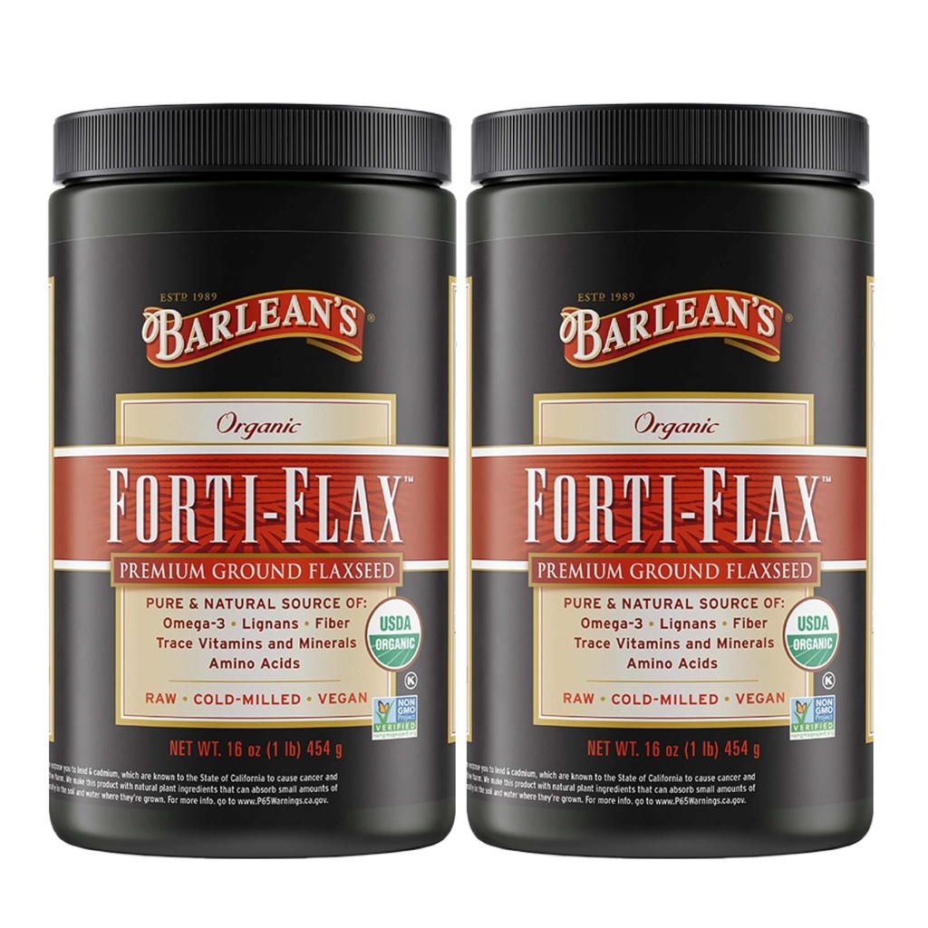 Barlean's Forti-Flax Organic Lankeed, Ground Whole Raw Seeds, Omega-3 Supplement with Lignans and Dietary Fiber, Bulk Ground Lan Seed, 16 oz, 2 balenie
