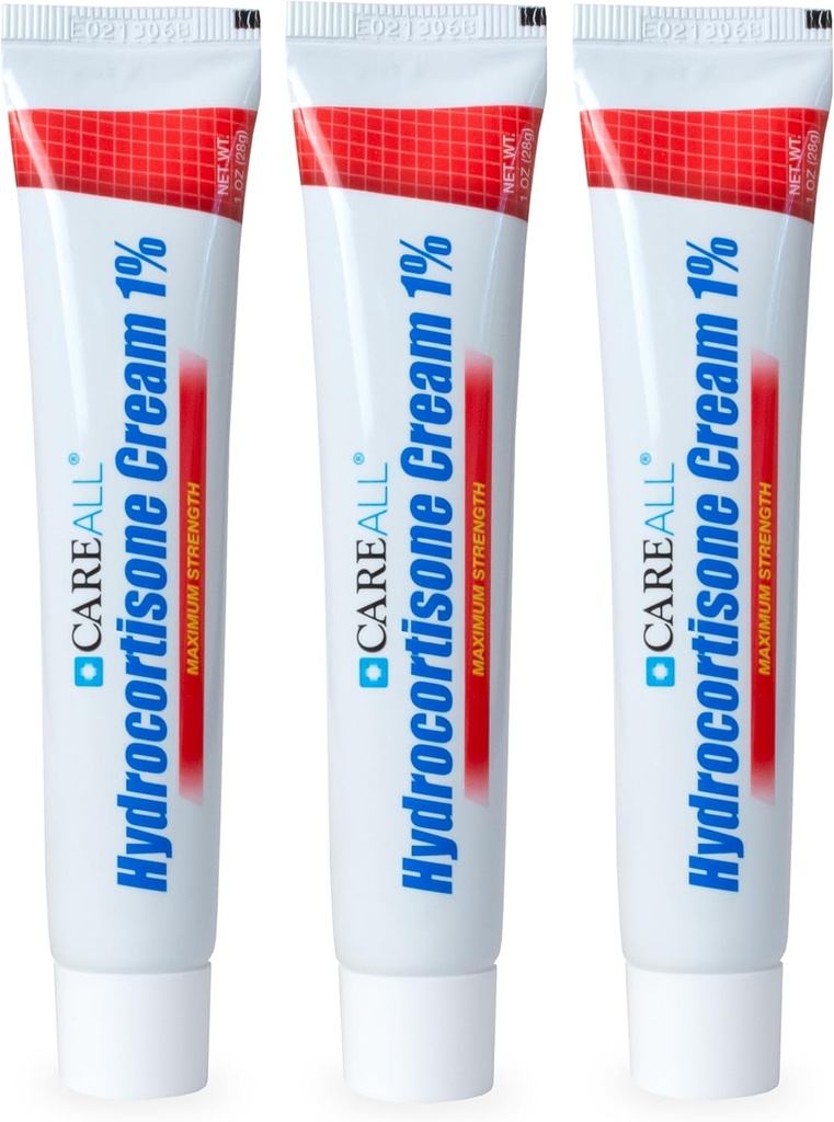 CareAll Hydrokortizón 1%, 1 oz Tuba (Pack of 3), Maximálna sila Anti-svrbiaci krém, Relief from Pichanie a začervenanie od Bug Bites, Ekzém, Psoriáza, Poison Ivy, Oak a Sumac
