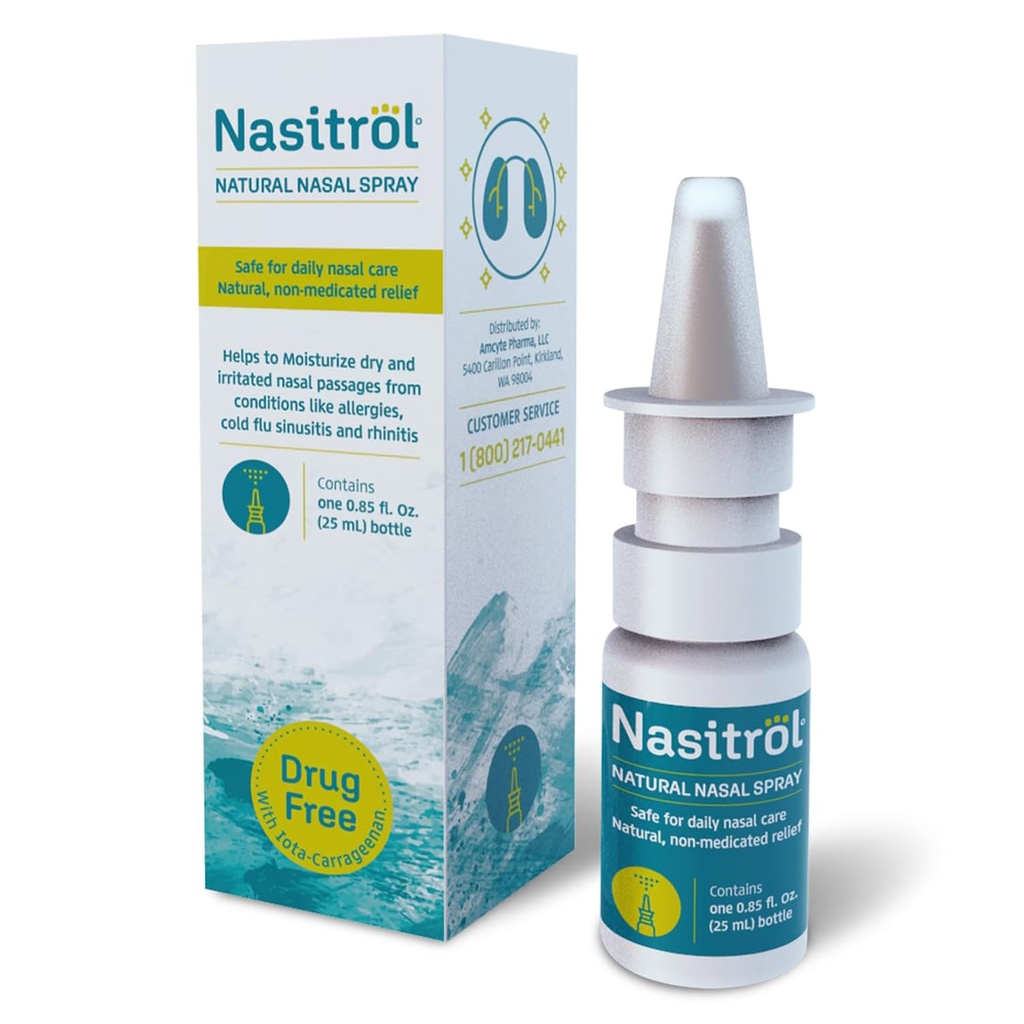 Prírodný nosový sprej - All-Natural Saline Mist pre kongesciu a každodennú starostlivosť o nos - nosový sprej nevyhnutný pre studenú a chrípku sezóny - okamžitá úľava pre dospelých a deti - 25 ml fľaša