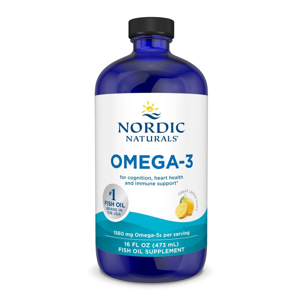 Nordic Naturals Omega-3, Citrónová príchuť - 16 oz - 1560 mg Omega-3 - Rybí olej - EPA & DHA - Imunitná podpora, zdravie mozgu a srdca, Optimálna Wellness - Non-GMO - 96 Servings