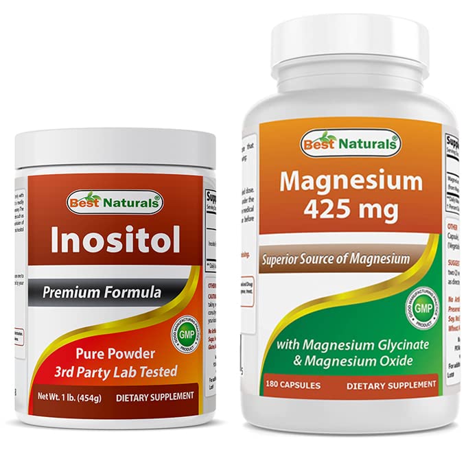 Najlepšie prírodné inozitol prášok 1 Lb & horčík Glycinát 425 mg