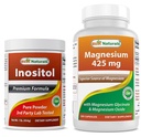 Najlepšie prírodné inozitol prášok 1 Lb & horčík Glycinát 425 mg