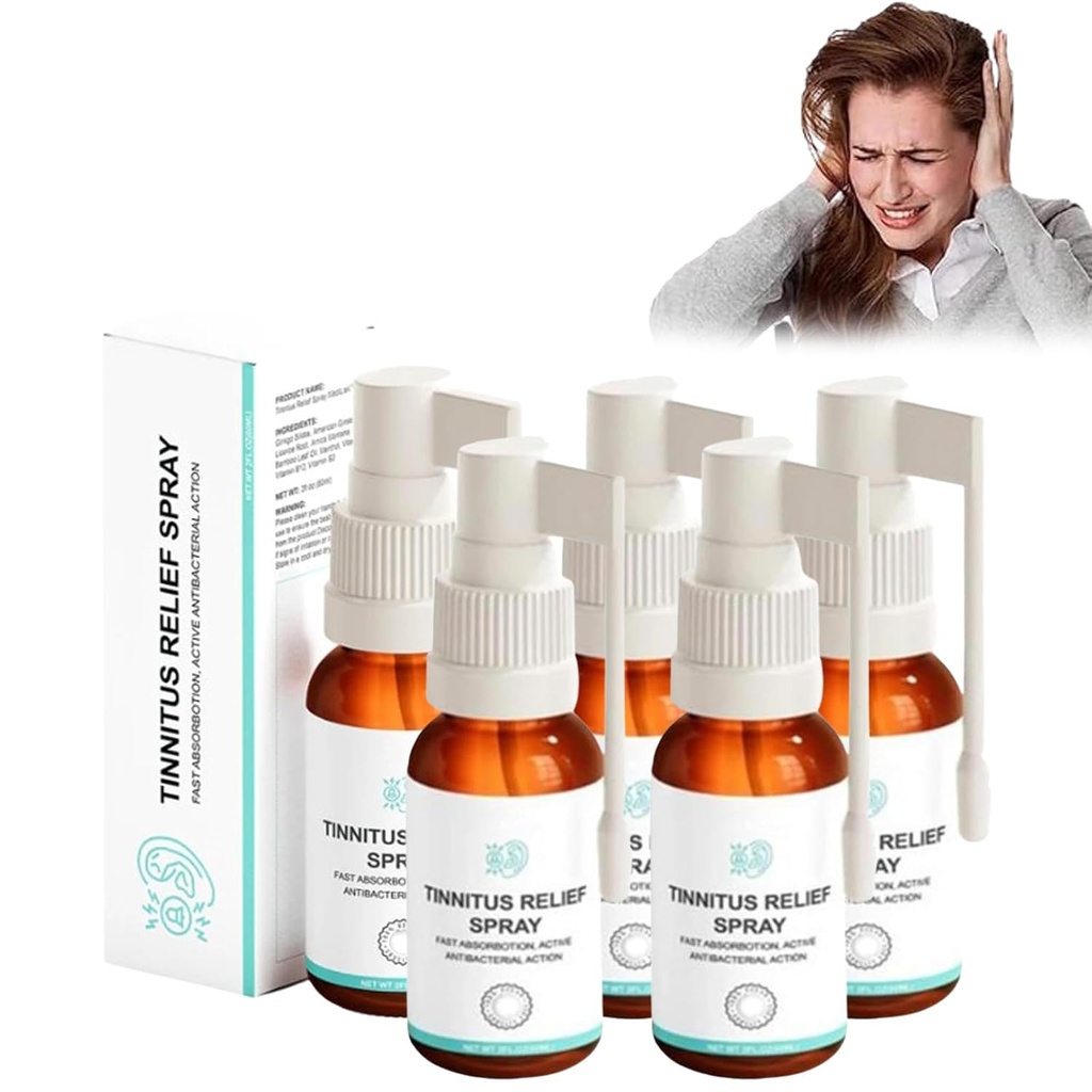 Tinnitus Relief Spray, 30ml Tinnitus Relief pre zvonenie uší, Prenosné Tinnitus Relief Ušný sprej, Prírodné zložky Rýchle Relief of Discomfort, Ušný sprej pre Tinnitus liečby (5ks)
