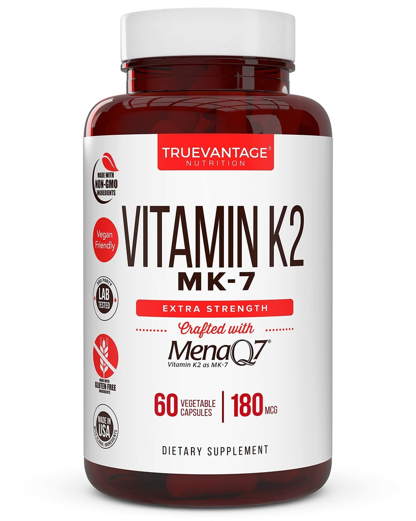 Vitamín k2 MK-7 doplnok 180mcg -vitamín K2 podporuje zdravie kostí a srdca pre kardiovaskulárne kalcium Absorpcia z tepien- 60 Ľahko prehltnúť Rastlinné viečka MenaQ7 K2 MK7