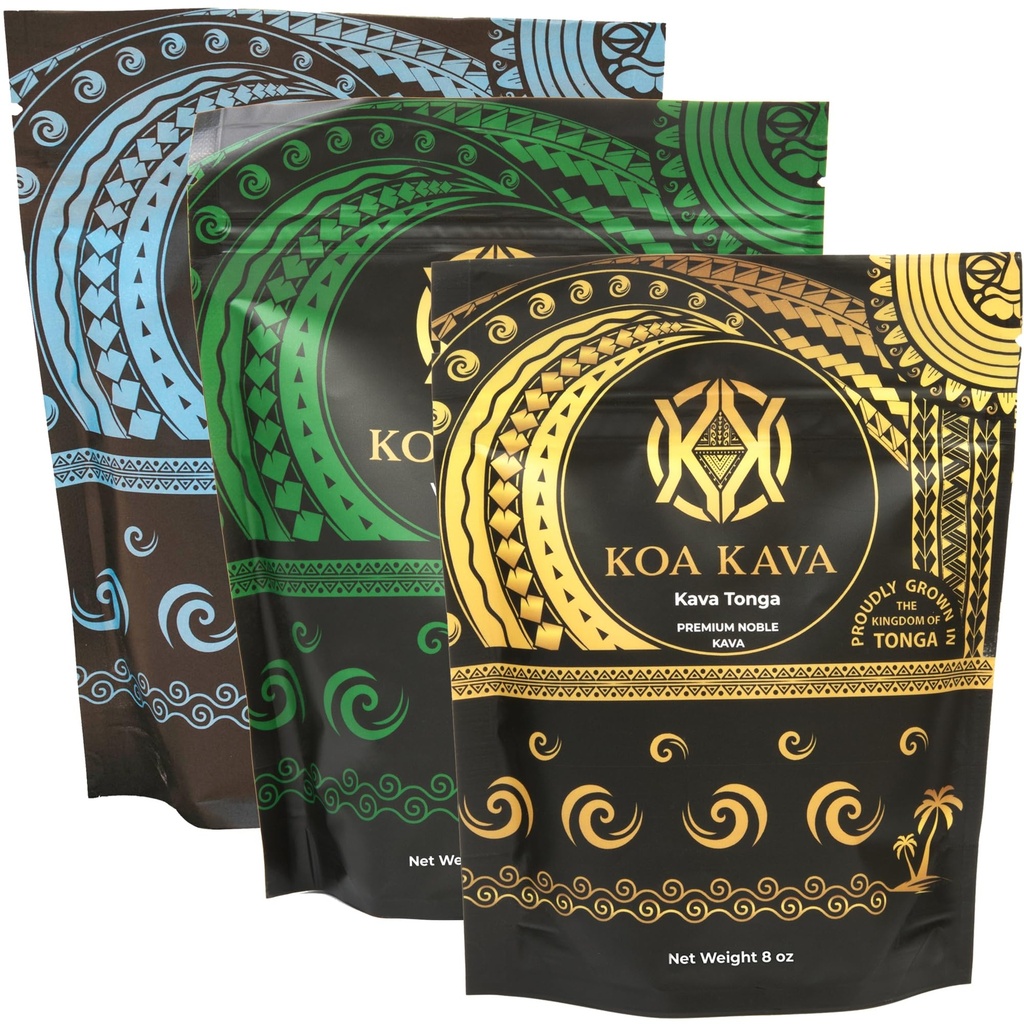 8 oz Koa Kava Bundle s Premium Tongan, Fijian Waka a Vanuatu Waka Kava Root Powder