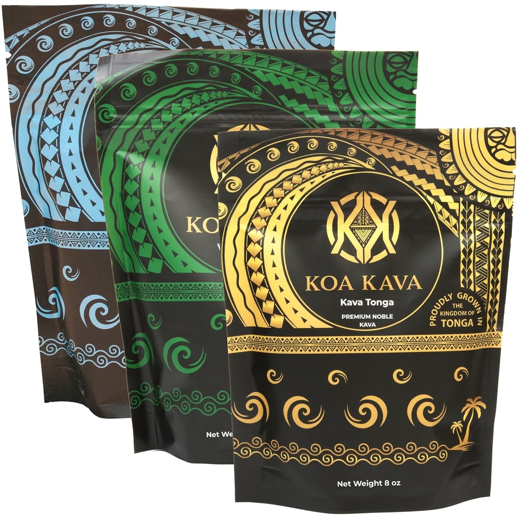 8 oz Koa Kava Bundle s Premium Tongan, Fijian Waka a Vanuatu Waka Kava Root Powder