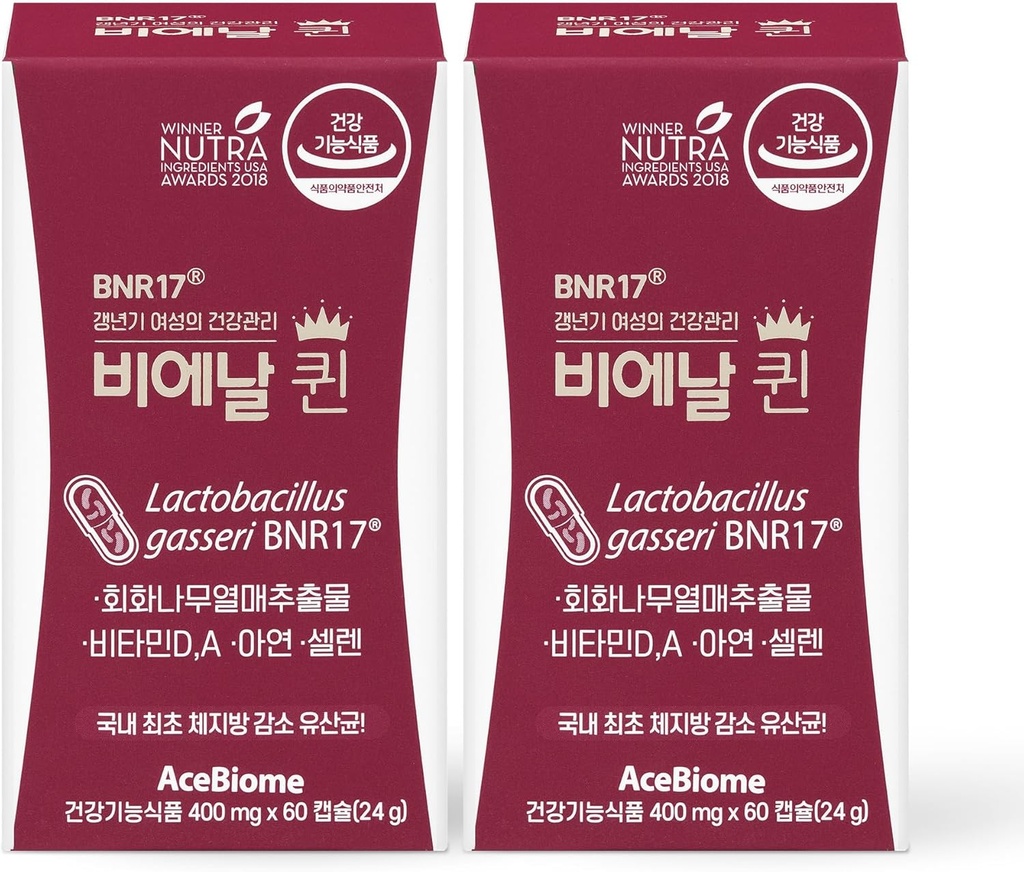 Bnr Queen, Menopauzálna podpora Probiotiká pre ženy, 10 miliárd CFU Garancia, Lactobacillus gasseri BNR17, 60Capsules x 2 balenia