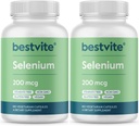 BESTVITE selénium 200mcg (360 Vegetariánske kapsule) (2-Pack) - Žiadne stearáty - bez prietokových činidiel - Vegan - Non-GMO - bez lepidla