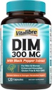 DIM doplnok pre ženy a mužov, Estrogénny metabolizmus, Hormone Balance & Menopauza Podpora, DIM 300 mg s Black Pepper extrakt, vysoká absorpcia, 120 kapsúl