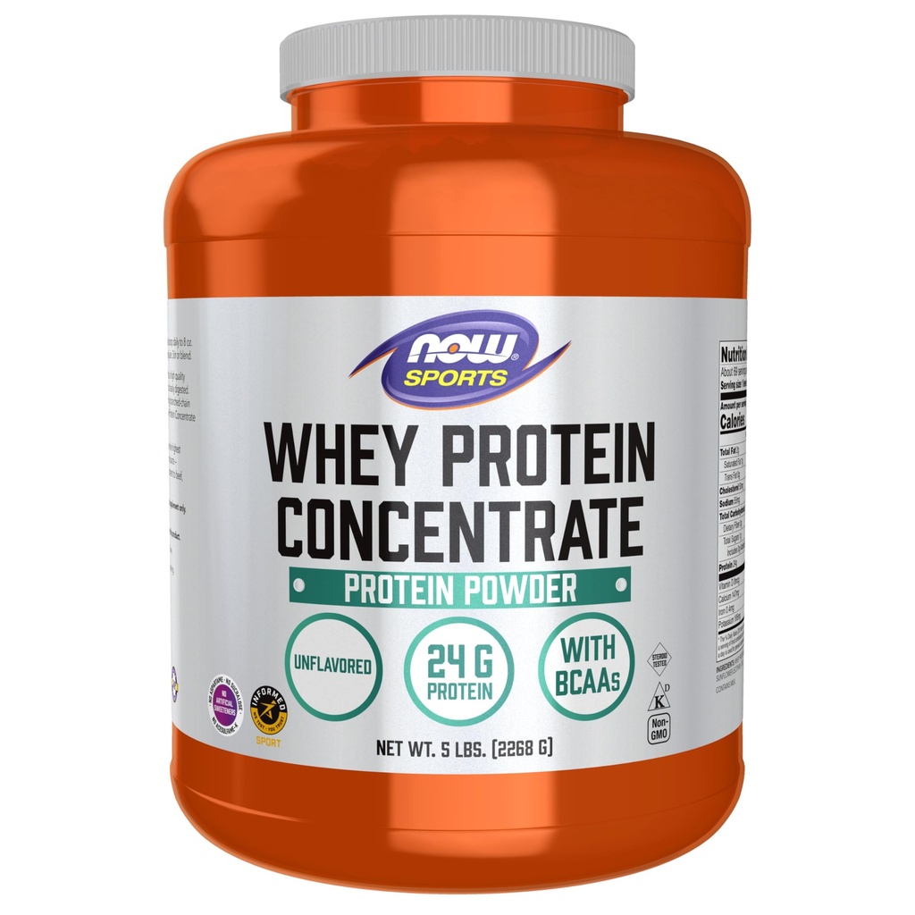 TERAZ Potraviny športové výživu, srvátkový proteínový koncentrát, 24 G s BCAA, neochutený prášok, 5-libra