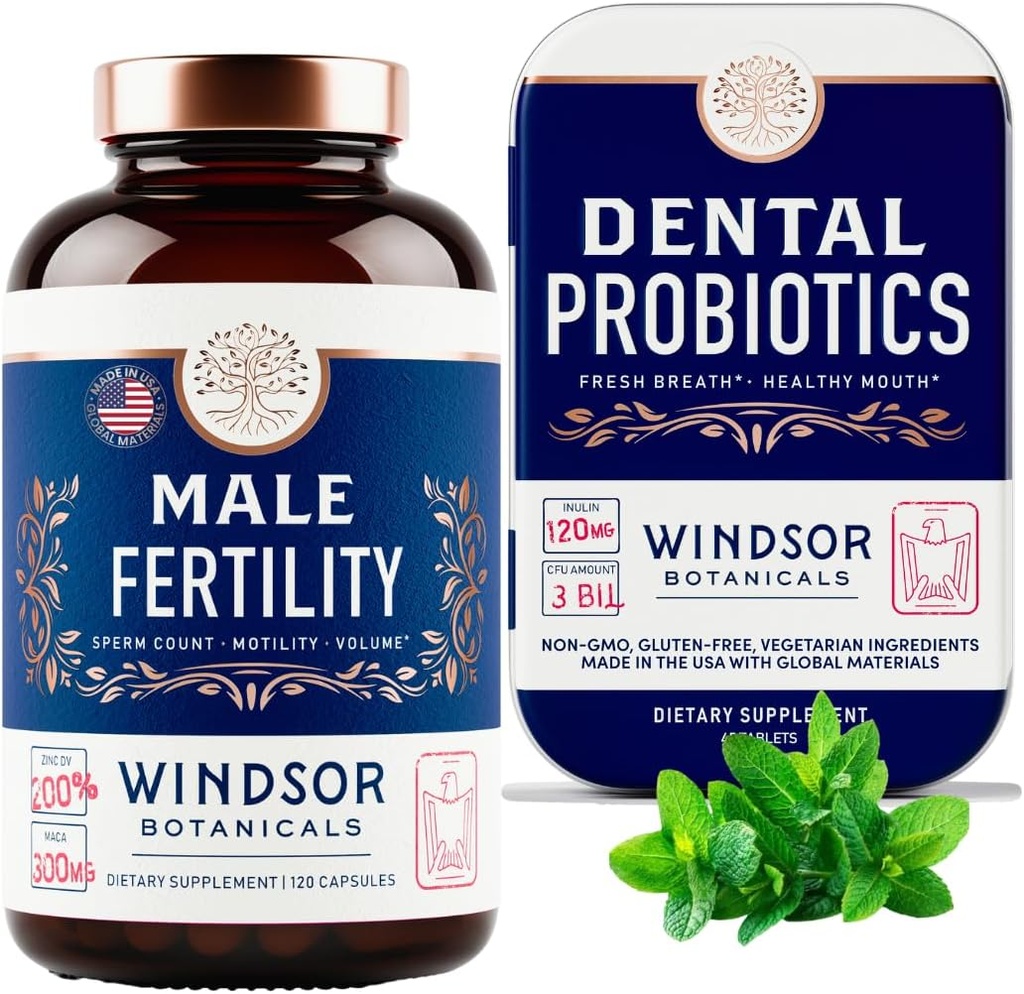 WINDZER BOTANICALS mužskú plodnosť doplnok a zubné probiotiká zdravie a Wellness Bundle