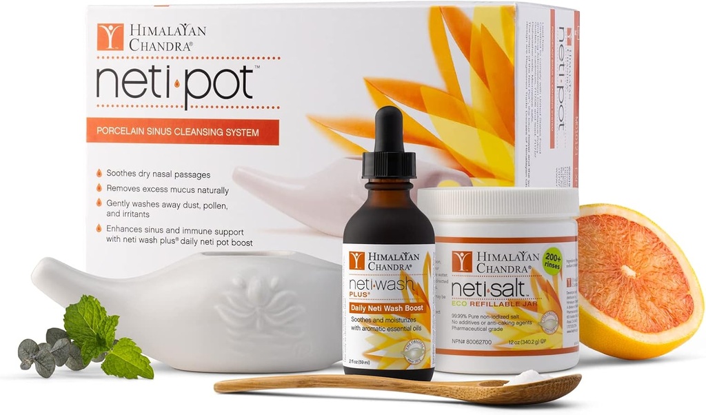Himalájan Chandra Neti Pot Kompletný Sinus Čistiaci systém Štartovací Kit