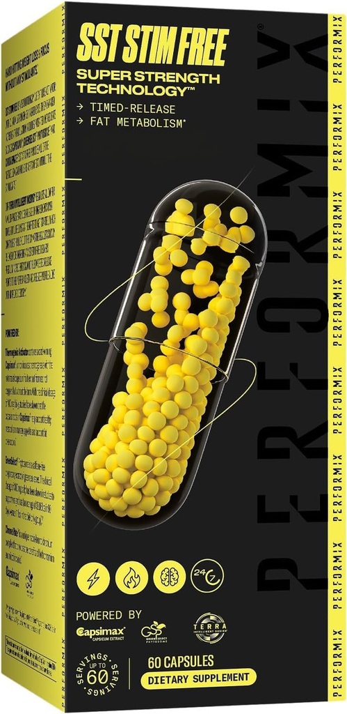 PERFORMIX SST Stim Free Super Strength Technology - Non-Stimulant, Timed-Released Energy Booster - L-Carnitine & Ashwagandha - Pred tréningové doplnky, Fitness ciele pre mužov a ženy - 60 Kapsule
