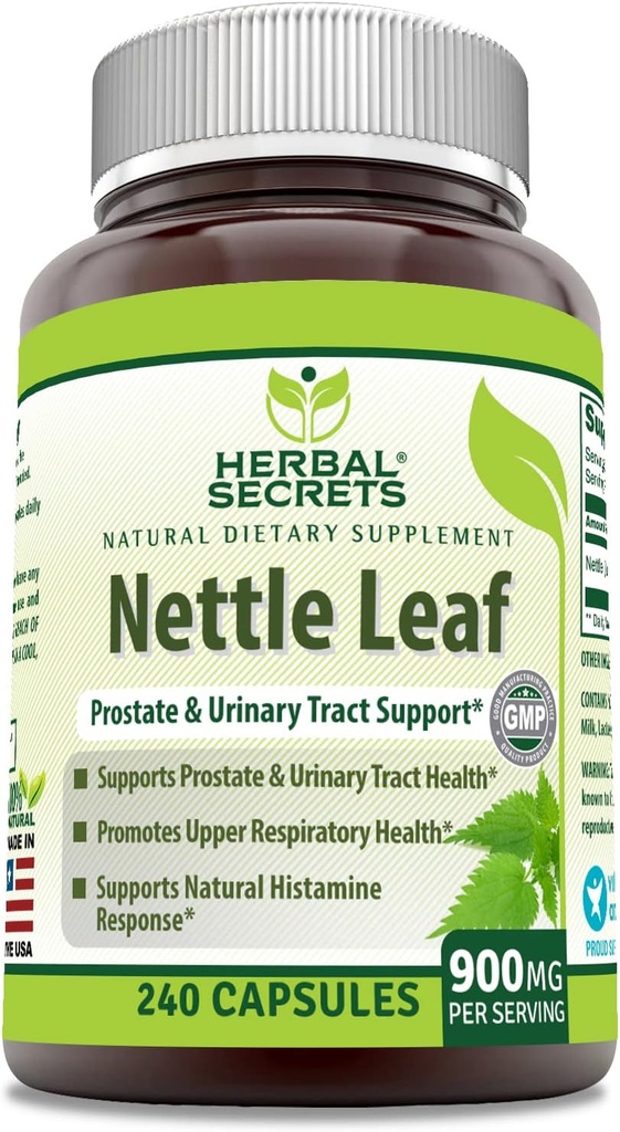 Bylinné Secrets Nettle Leaf 900 Mg Per Serving 240 Kapsule Supplement - Podpora močových ciest a prostaty -Podpory horných dýchacích zdravia