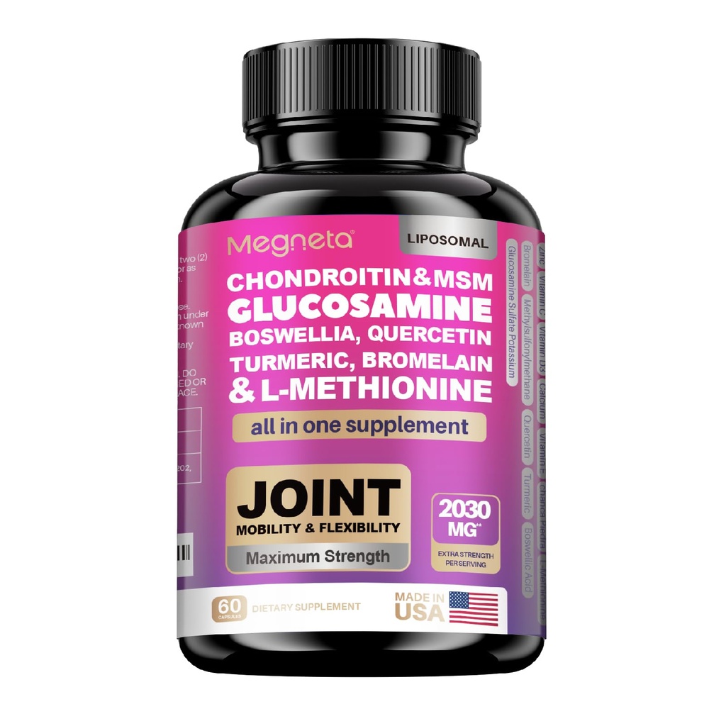19-in-1 Spoločné podporné kapsuly Glukozamín Chondroitin Turmerica Msm Boswellia - Spoločná podpora doplnok pre kosti, chrbát, kolená, ruky spoločné zdravie