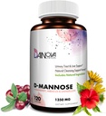 Dainova D Mannose 1350mg s Cranberry I D- Mannose Kapsule od UTI Prevention, Urinary Tract Support, Urinary Tract Health for Women, & Cleanse. W/Hibiscus a púpava, 120 Veggie Capsules