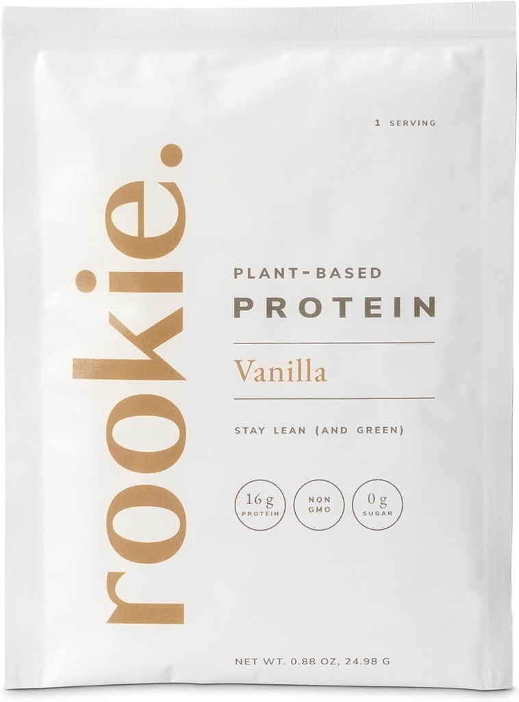 Rookie Wellness Plant-Based Probiotic Protein - Organic Pea Protein Powder with Complete Amino Acid Profile, Gut-Healthy Prebiotics & Probiotics, & Over 25 Vitamíny & Minerals (10 Vrecká, Vanilla)
