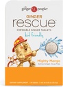 Ginger People Ginger Rescue® Žuvacie tablety Drug Free Digestive Health, 5,5 oz Chewable Tablets, Mighty Mango Flavor, Kid Friendly, 0,55 Oz, 24 gróf (Pack of 1)
