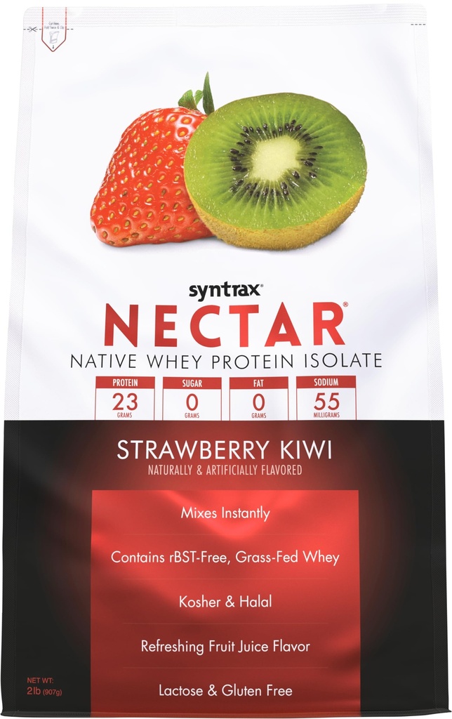 Syntrax Nutrition Nectar, 100% Srvátkový proteín Izolačný prášok, Osviežujúca ovocná šťava, Jahodová kivi, 2 lbs