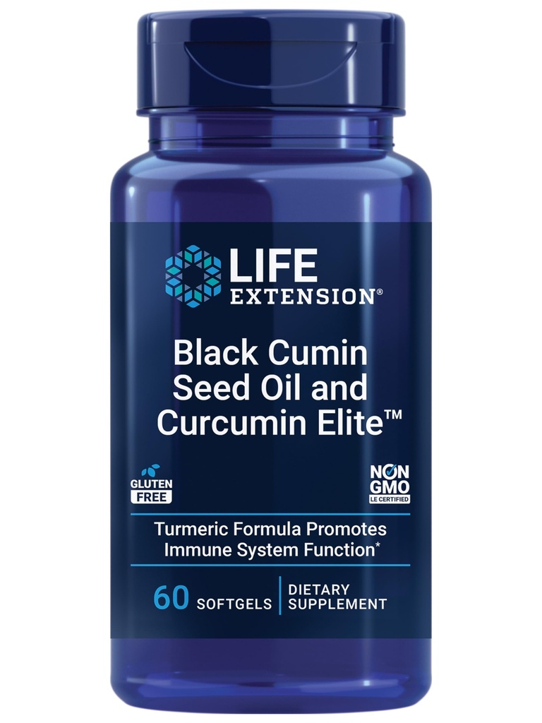 Life Extension Black Cumin Seed Oil a Curcumin Elite, Black Cumin, Turmeric Extract, Immune Health Support, vysoká biologická dostupnosť, celobodové zdravie, Gluten Free, non-GMO, 60 softgels
