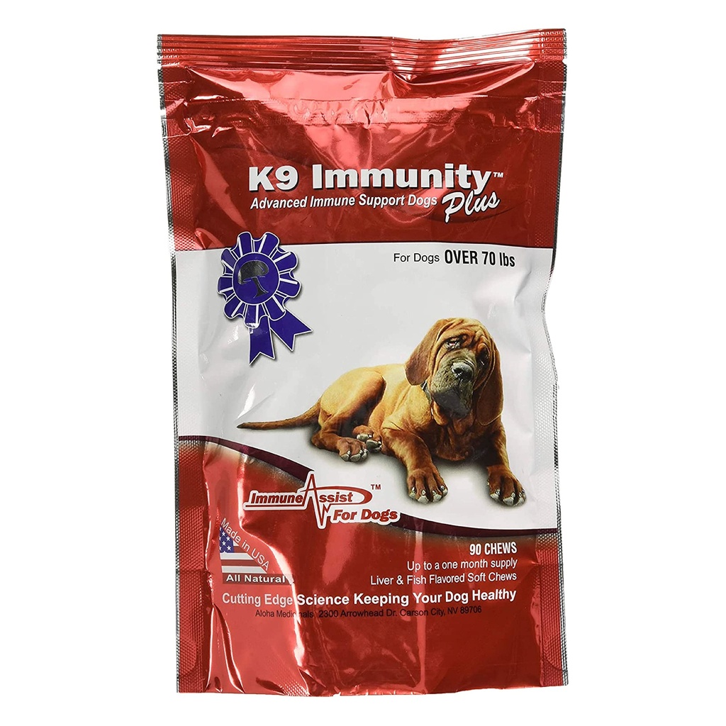 Aloha Medicinals - K9 Imunita Plus - Silný imunitný posilňovač pre psy nad 70 libier - 90 mäkké žuvačky