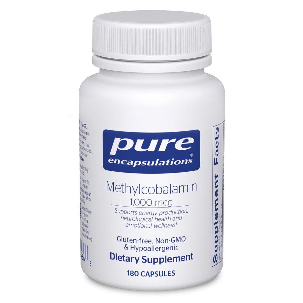 Pure Encapsulations Metylkobalamín 1000 mcg - Vitamín B12 doplnok k podpore pamäte a Nerve zdravie - Premium Vitamín B12 kapsuly - 180 kapsúl